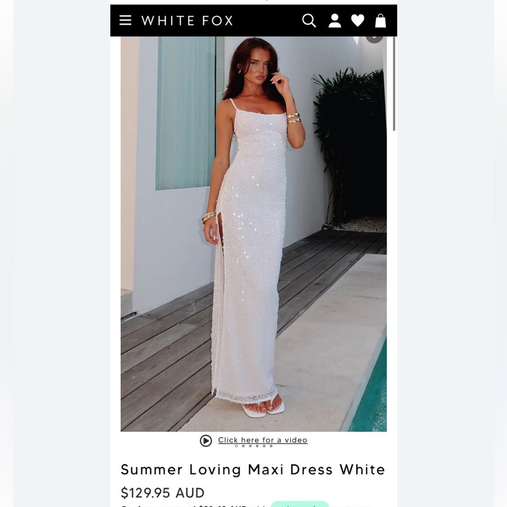 White Fox Boutique White Sequin Maxi Dress